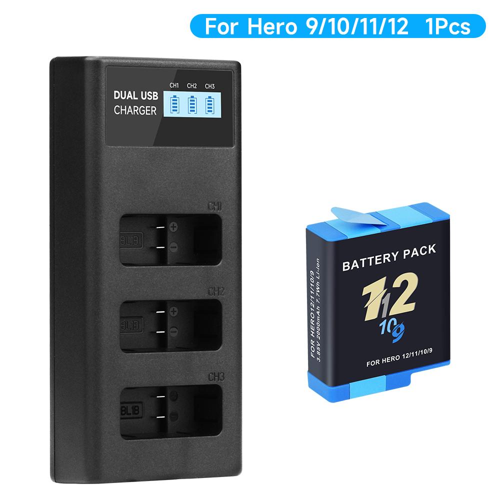 

Для Gopro Hero 12 11 10 9 Black Smart 3-слотовое зарядное устройство с аккумулятором камеры Gopro Зарядный комплект 3-в-1