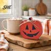 Indoor Entryway Decorations Halloween Table Sign, Wooden Pumpkin Ghost Bat Block Rustic Autumn Home Accents Tiered Tray Ornament for Tabletop