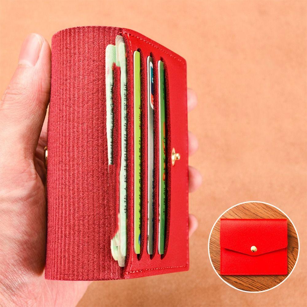 Solid Color Thin Envelope Card Bag Wallet Snap Button Coin Purse Retro Mini Wallet Women