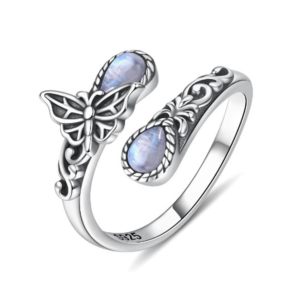 Bohemian Ring with Moon Light Stone Decor Simple Eye-catching To Wear Ring for Outgoing Dress Matching