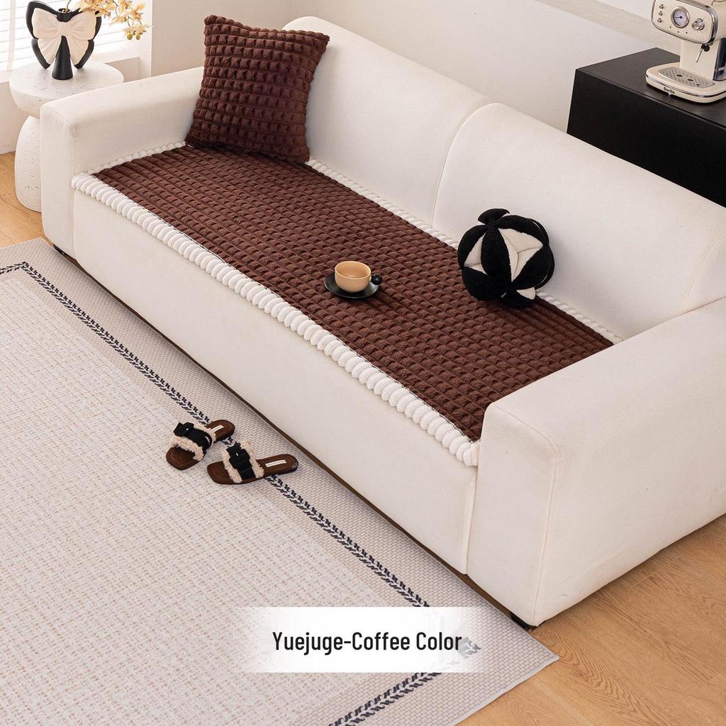 2025 New Winter Plush Thick Leather Non-Slip Sofa Cushion Cover