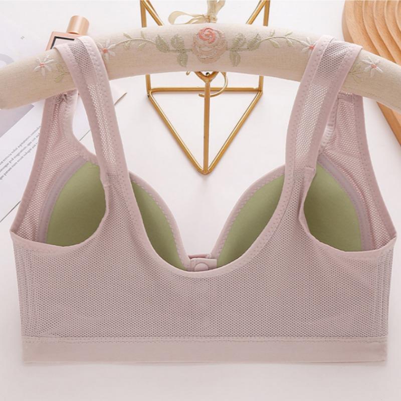 Große Größe Knopfstil Stillende Mutter Schöner Rücken BH Brustlift Raffung an der Seite Brust Ohne Bügel Fett Mm BH