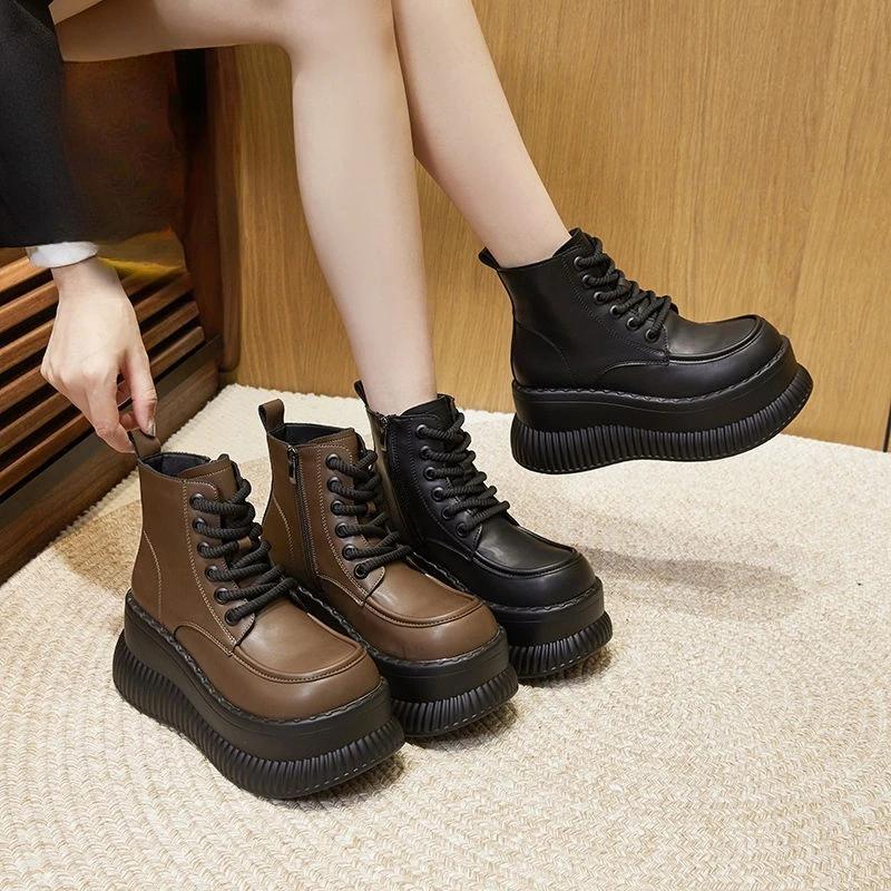 Fashion Round Toe Ankle Boots for Women Mary Janes Chunky Biker Booties Autumn New Rock Trend 2025 Pu Footwear Hot Y2k Woman Short Shoes