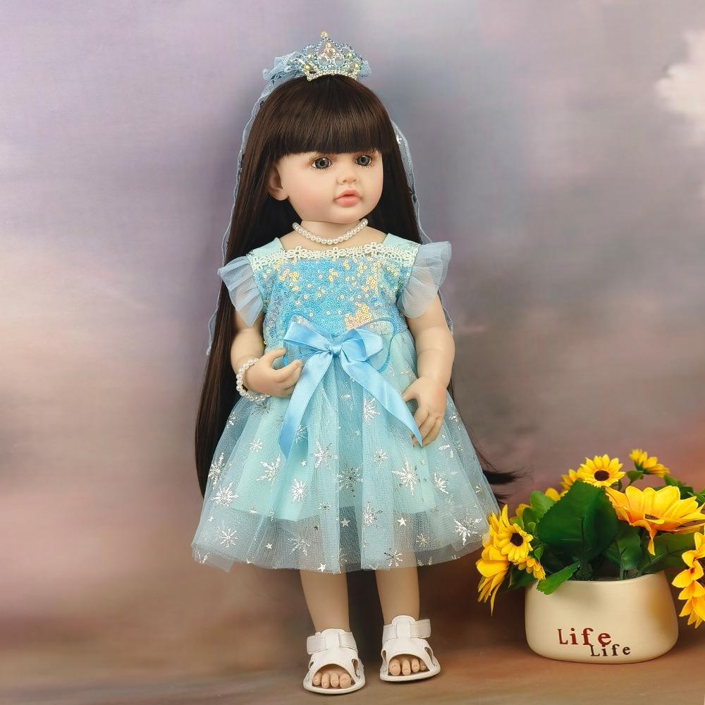 

Милая 55 см кукла реборн Бетти красивая принцесса девушка живая Bebe кукла для новорожденных милые длинные прямые волосы куклы-эмуляции для детей детский праздничный подарок brown hair