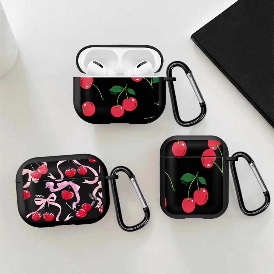 Earphone Cases Cover Case For Airpods 3 Pro 4 1 Pro3 Pro2 2 Korean Cute Bow Cherry