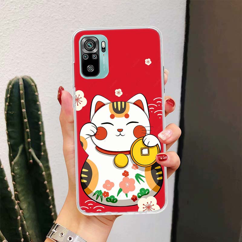 Lucky Cat Maneki Neko Japanese For Xiaomi Redmi Note 14 13 12 11 Pro Plus Phone Case 14S 12S 11S 11E 11T 10S 10 9S Fundas Cover