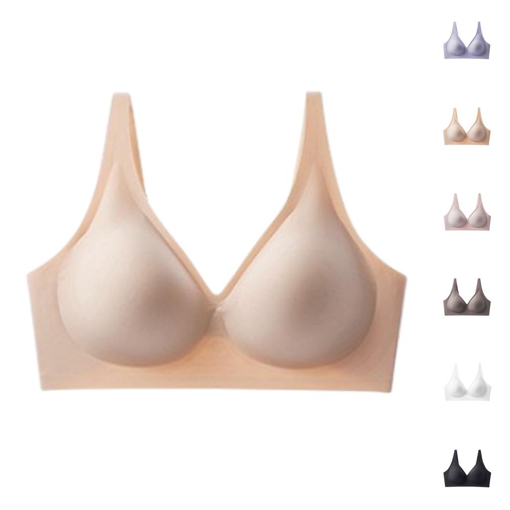 Women's Solid Color Deep V No Wire Full Coverage Bra