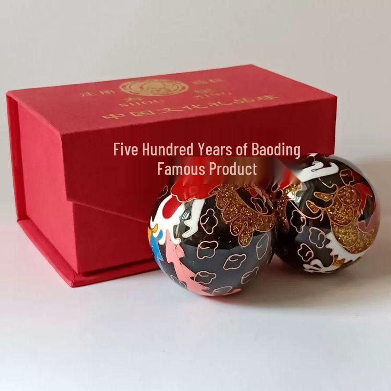 Baoding Wooden Health Balls with Dragon & Phoenix Design