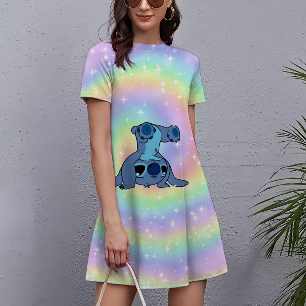 Fashion Printed Loose Women's Versatile Casual Crew Neck Casual Dresses