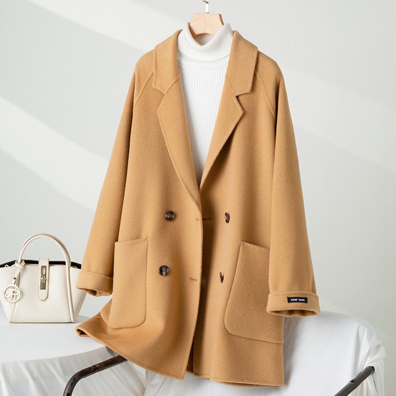 

Autumn/Winter Women s Wool Double-Faced Coat with Pockets XL (70-80 kg) верблюд