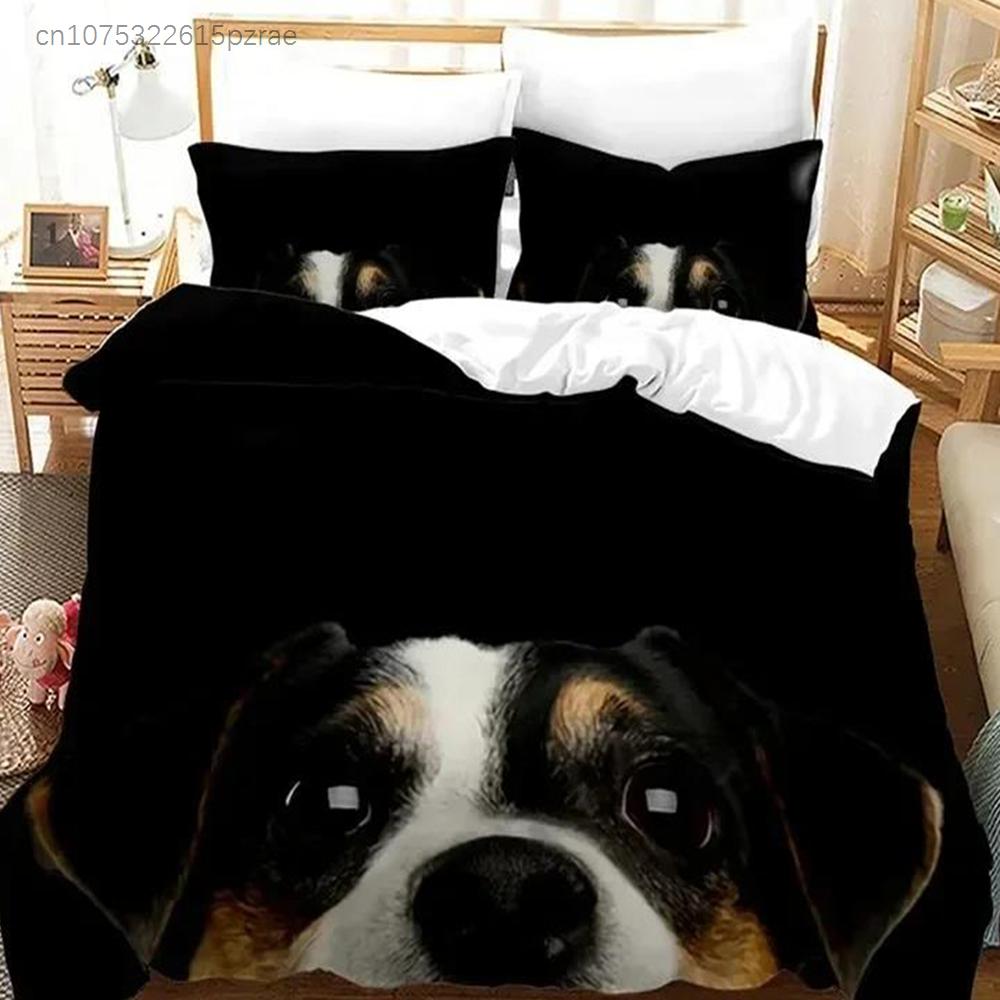 Cute Dog Lovely Puppy Pet Bedding Set 3D Printed Suitable For Bedroom Duvet Cover Set With Pillowcases Kids Home Textile