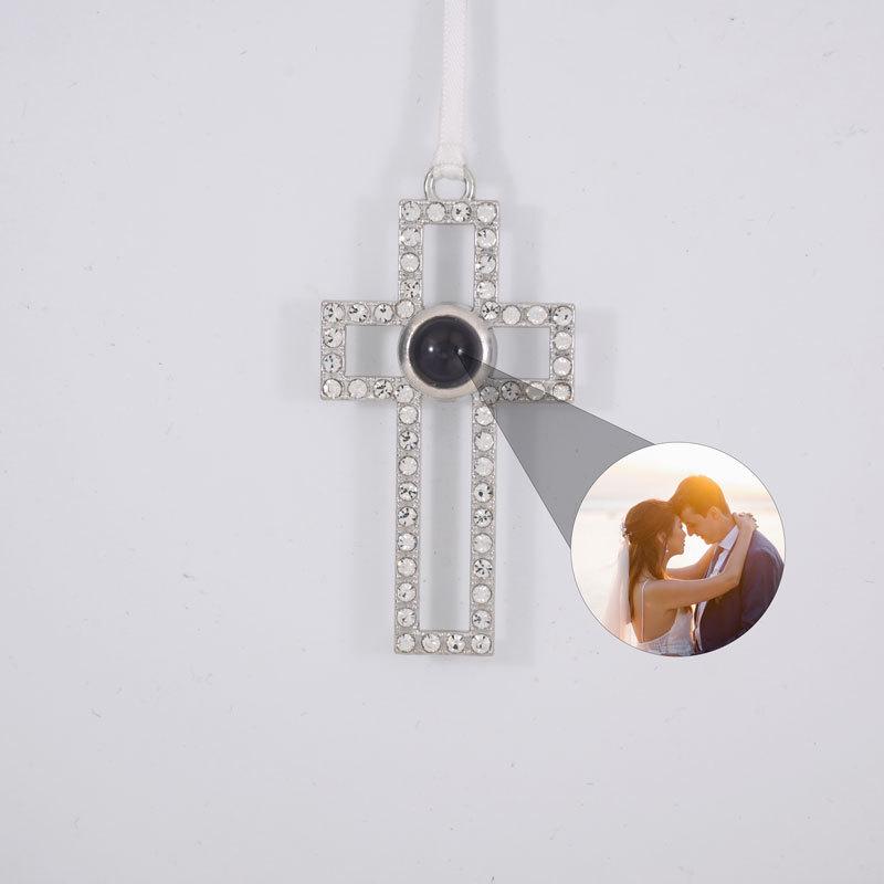 10mm Full Diamond Christmas Cross Pendant with Micro-carved Projection Color Picture