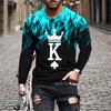 Retro Flame Series 3D Print Summer Men's O-Neck T-shirt Casual Long Sleeve T-Shirt Oversized Pullover Fashion Trend Men Clothing