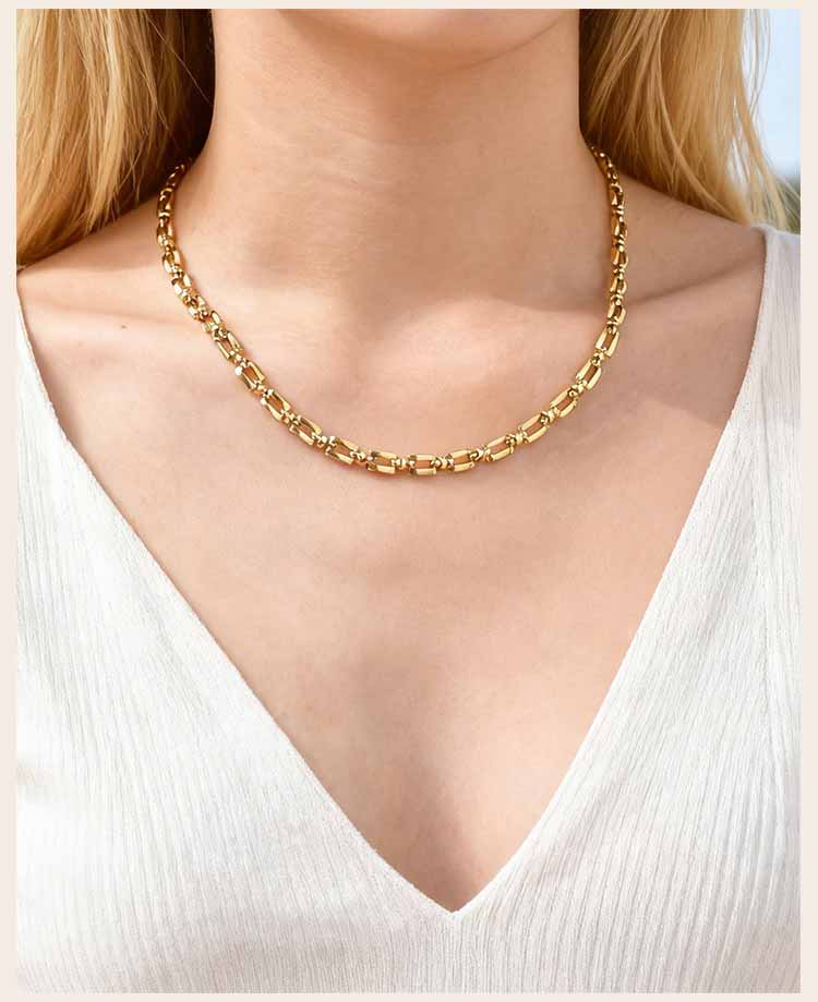 Handmade Strap Chain Necklace Stainless Steel Gold Plated Link Minimalist Tarnish Free Jewelry for Women Bijoux Femme