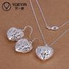Women's   Copper Jewelry Sets Heart-Shaped Hollow Design Romantic Gift for Anniversary Drop Earrings Pendant Necklace