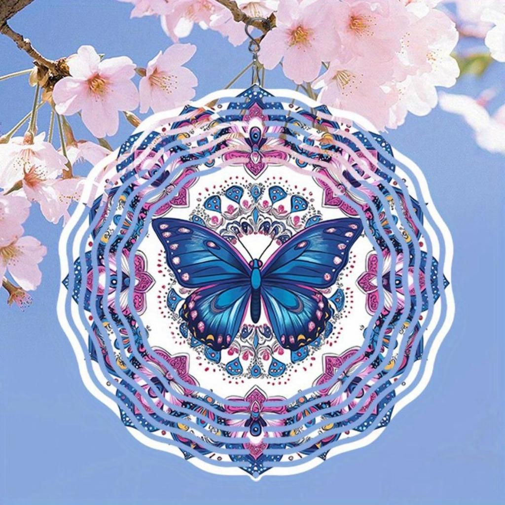 Schmetterling Windspiel Außengartendekor Kinetische Metallkunst Buntes Hängeornament für Frauen Mama Oma Ehefrau Geschenk