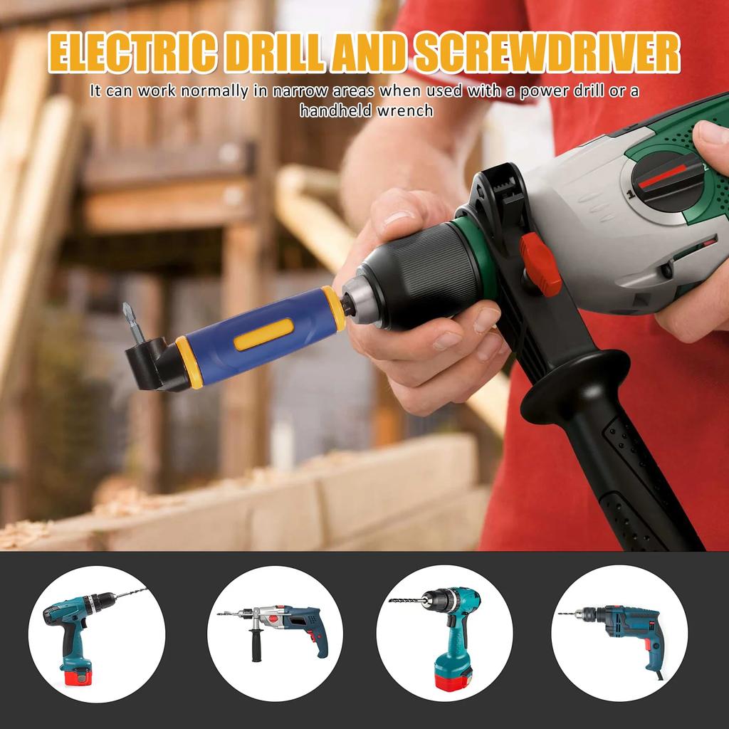New Right Angle Drill Attachment 90 Degree Right Angle Drill Bit Adapter ,Angled Screwdriver for Most Hex Shank Bit Home Repair