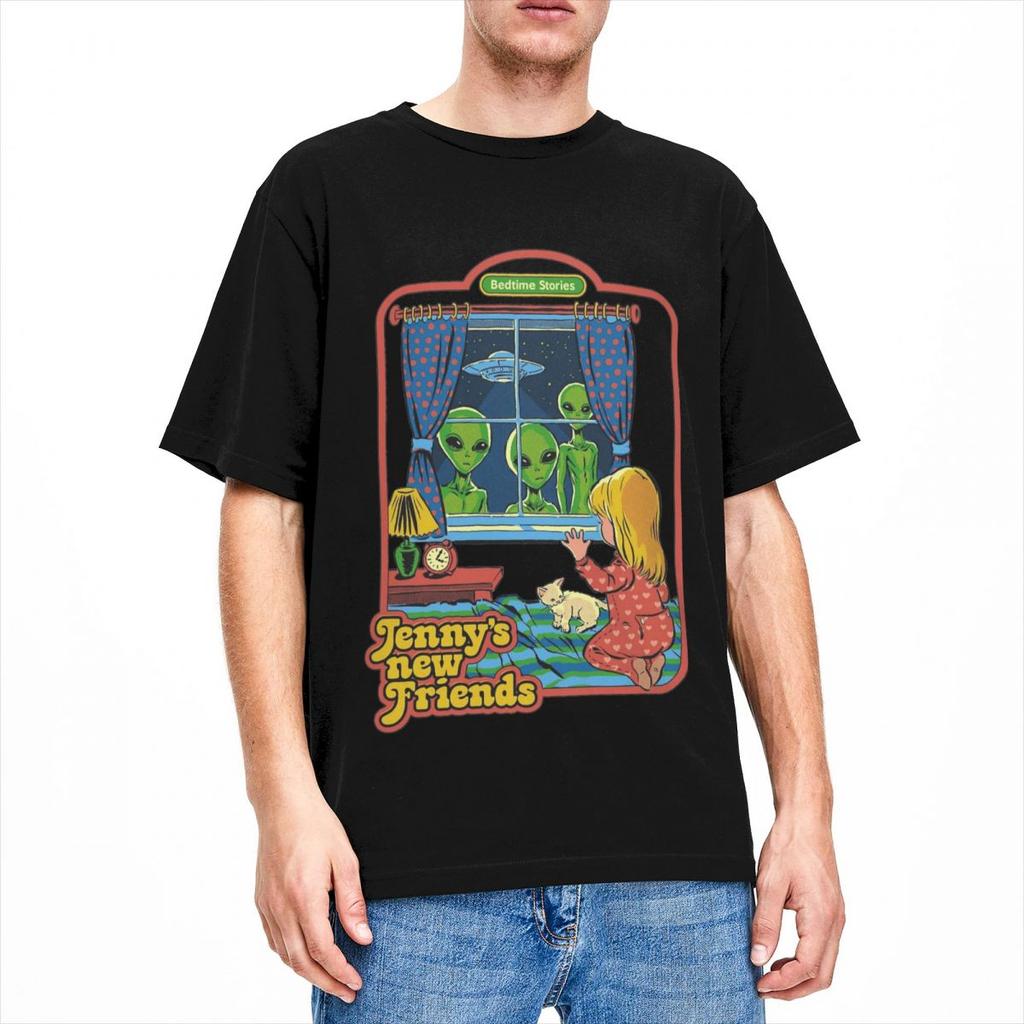 Herren Damen Horror Alien Gute Nacht Geschichte Shirt Merchandise ufo Schwarzer Humor Sci Fi 100% Baumwoll T-Shirt Kleidung