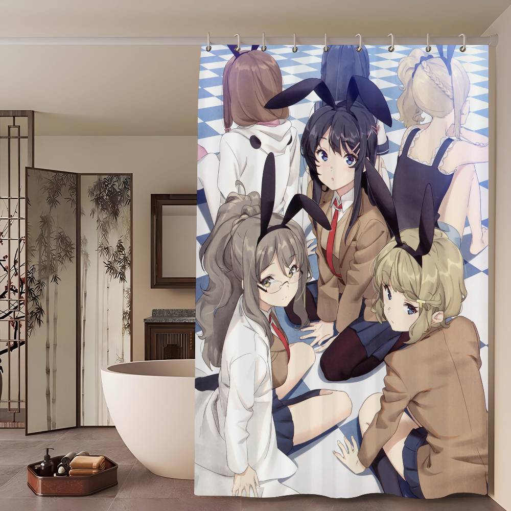 Anime Mai Sakurajima Shower Curtain - Water-Repellent And Leak-Resistant, Mold And Mildew Resistant For