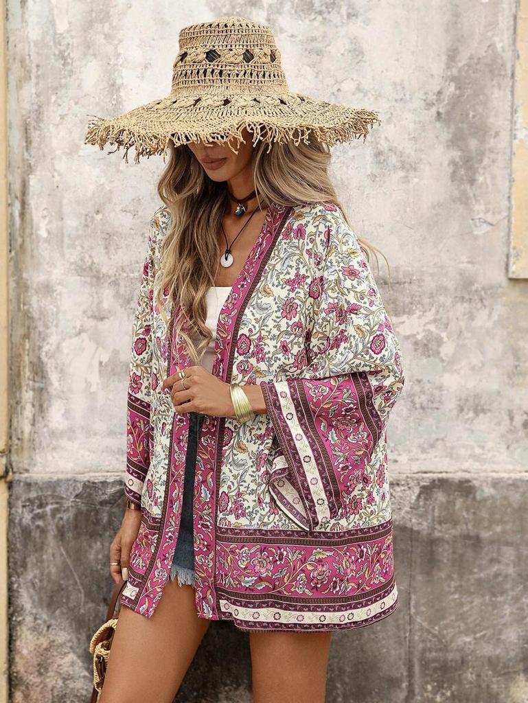 Bohemian Plus Size Women's Printed Cardigan: Loose Resort Sun Protection Cover-up