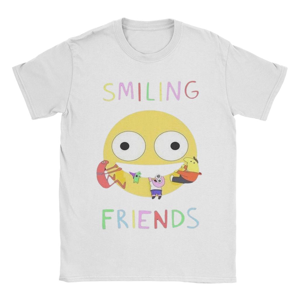 Vintage Smiling Friends Cartoon TShirt Unisexs Round Neck Short Sleeve Top Tee  Cotton Summer Clothes