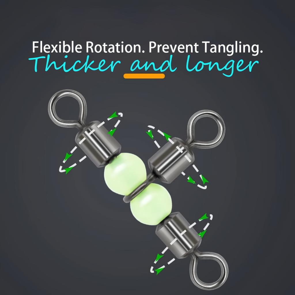 50pcs T-Shaped Fishing Swivel Rings, Copper Line Hook Connectors, Fishing Tackle Accessories