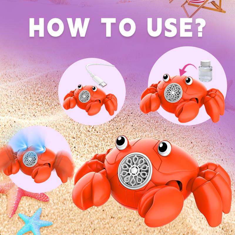 Crawling Crab Bubble Machine With Music Lights Automatic Sensing Obstacle Avoidance Soap Blowing Children'S Toys Outdoor Game