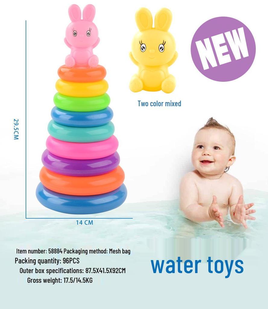 Rainbow Ring Toss Duck Stacking Game - Educational Toy for Kids 0-3