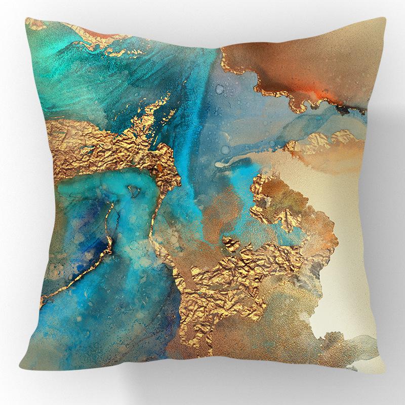 Nordic Gilt Sofa Pillow Short Plush Printed Car Pillow Soft Living Room Decoration Pillow