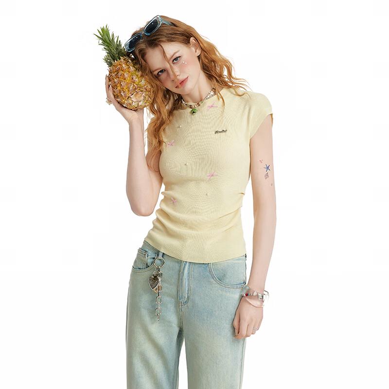 UNIFREE Diamond Bowknot Cinch-Waist Knit Top