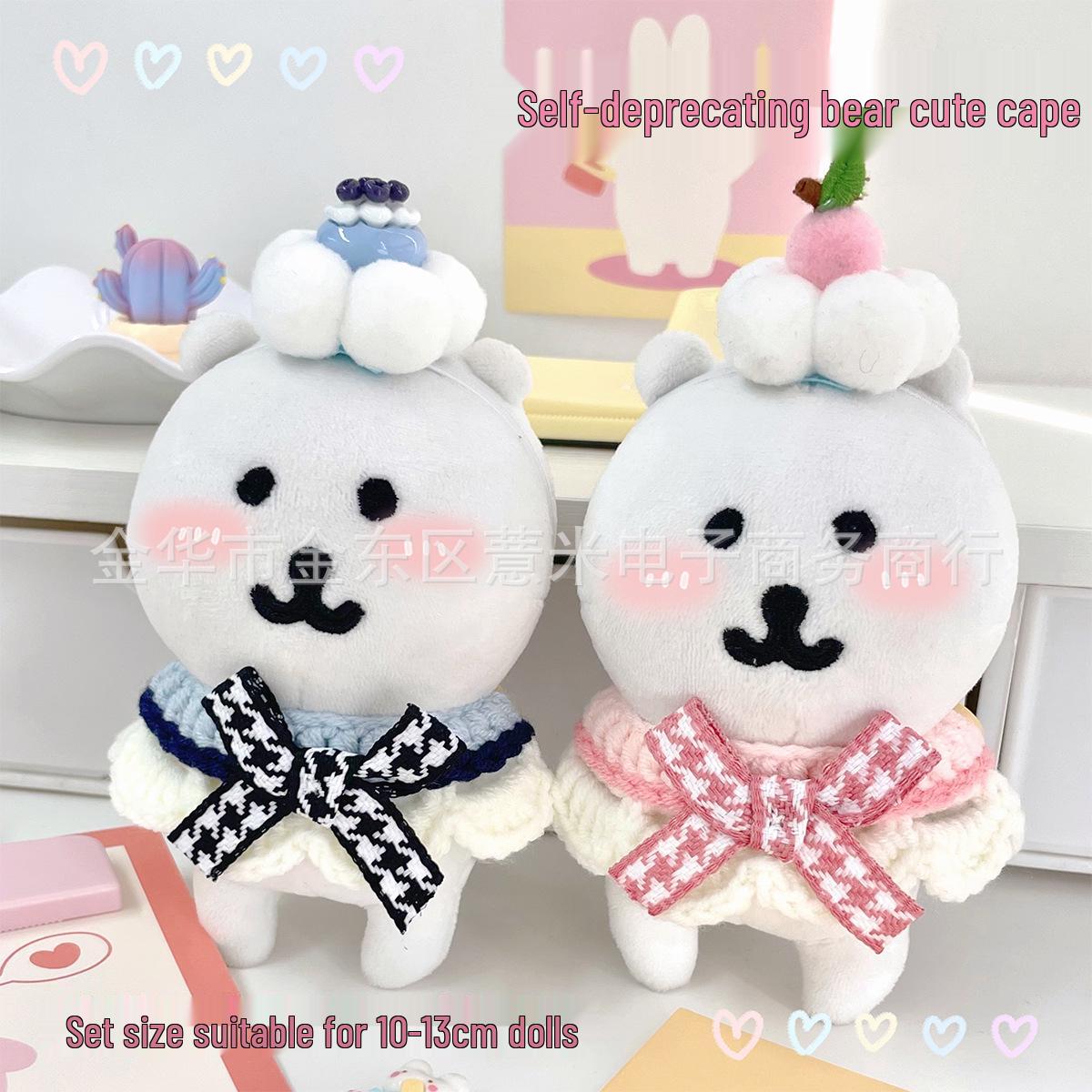 

Peach & Blueberry Bear Doll Clothes Set: Bow Hat & Knitted Dress for 13-10cm Dolls