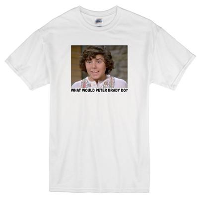 PETER BRADY WWD? CHRISTOPHER KNIGHT BRADY BUNCH TV FAMILY SITCOM WHITE T-shirt