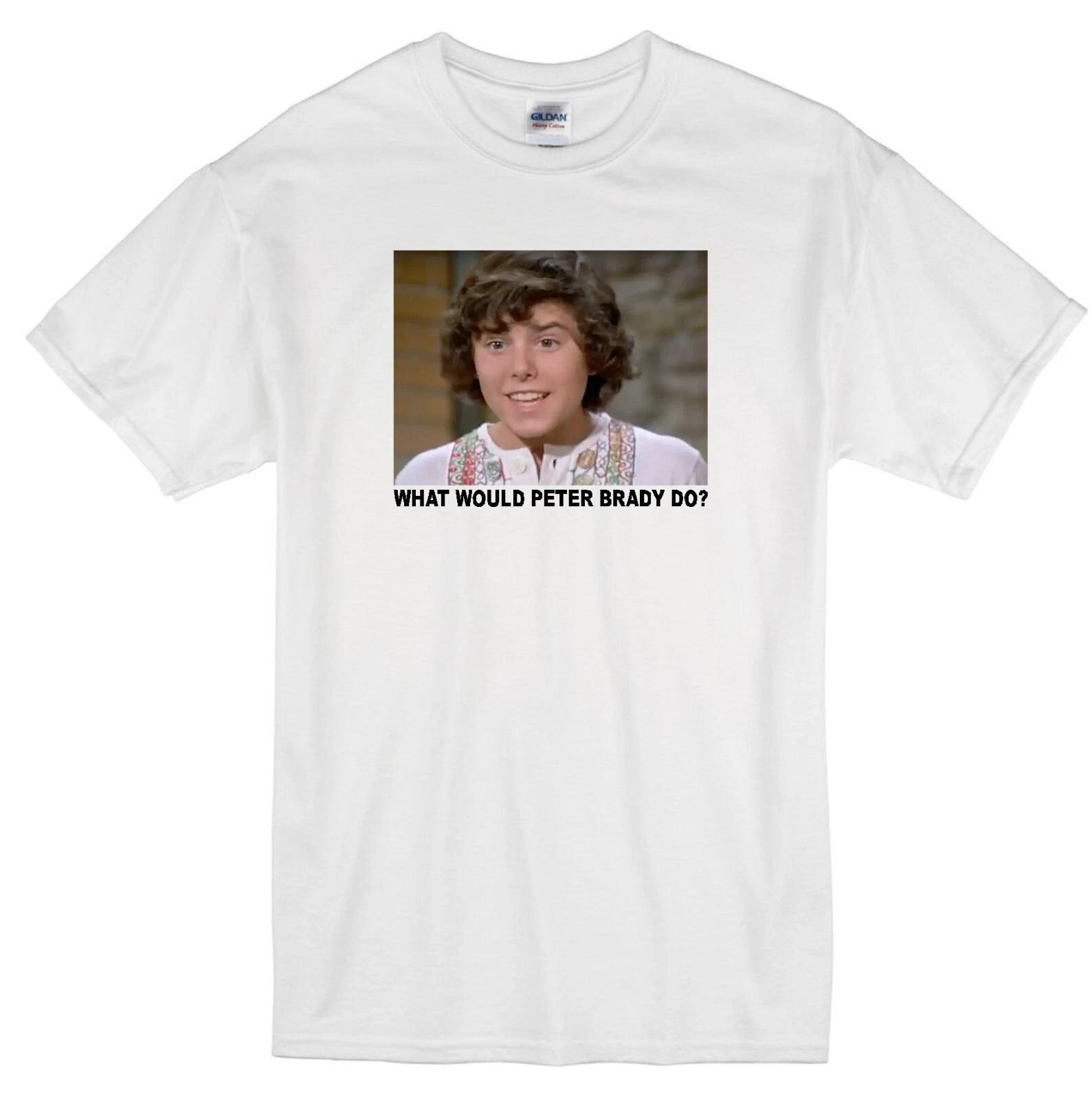 PETER BRADY WWD? CHRISTOPHER KNIGHT BRADY BUNCH TV FAMILY SITCOM WHITE T-shirt L