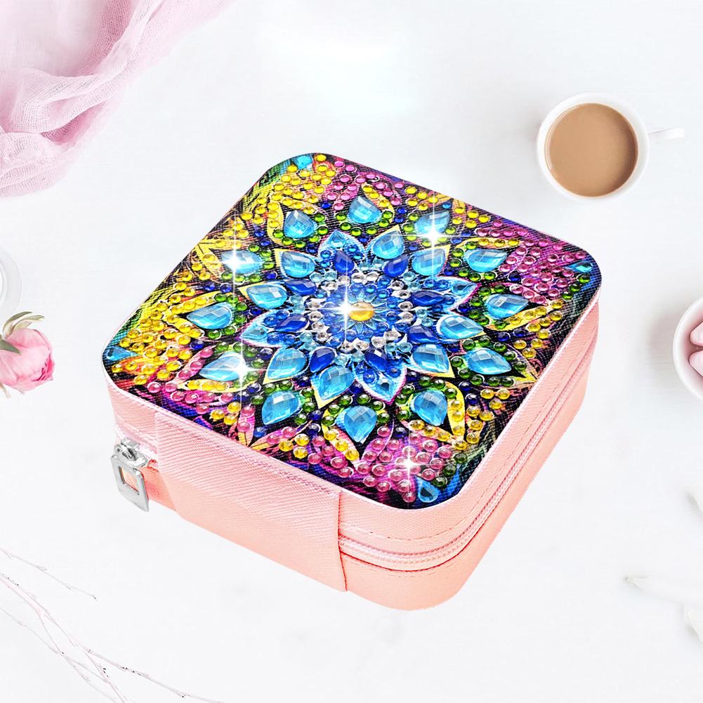 Schmuck-Organizer für Diamantmalerei mit Mandala-Muster, PU, speziell geformte Aufbewahrungsbox für 5D-Diamantmalerei zum Selbermachen für Halsketten und Ohrringe