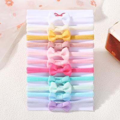 11 Stück/Los einfarbiges Schleifen-Stirnband exquisites Mini-Nylon-Stirnband-Set Baby hohe Elastizität ohne Haarschädigung