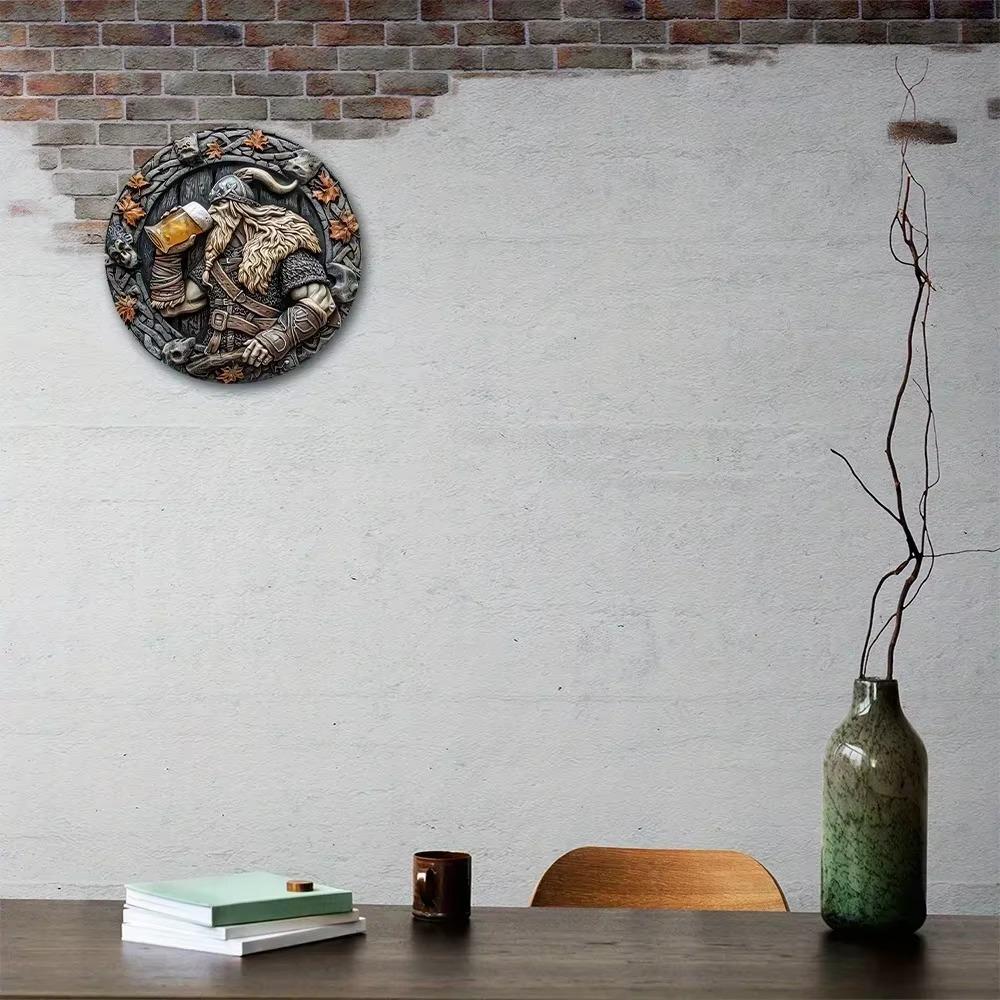 Viking Warrior Aluminum Sign Durable 2D Effect Metal Wall Art for Home Garden Bedroom Garage Decor Perfect Gift for Viking Fans