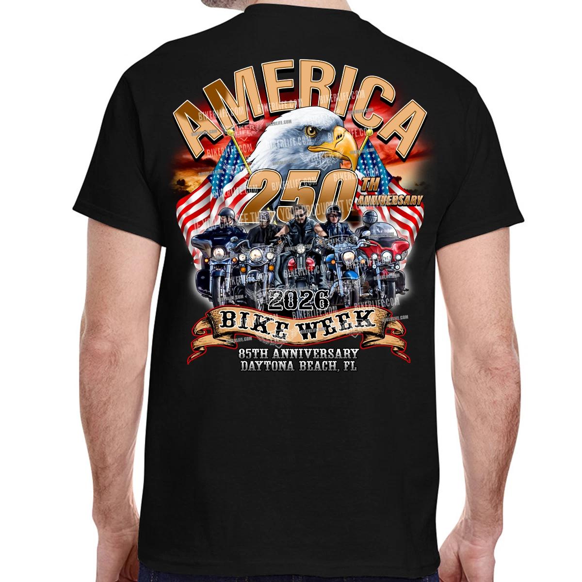 T-Shirt 2026 Bike Week Daytona Beach America Strong No Harley M