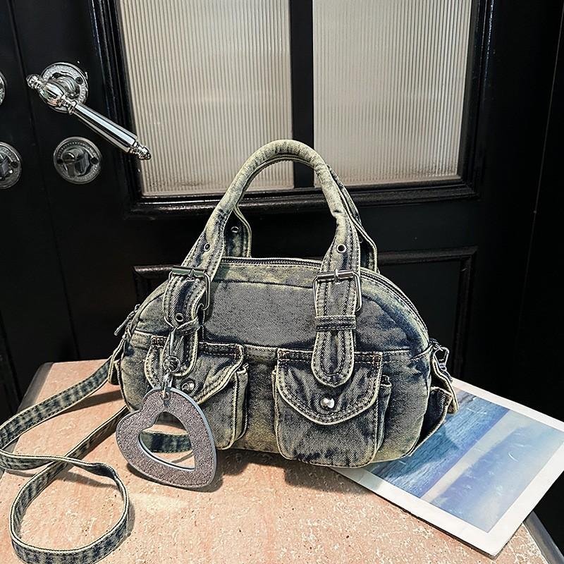 Niche High-quality Texture Washed Denim Cross-body Bag Women's Fashionable All-matching Retro Hot Girl Motorcycle