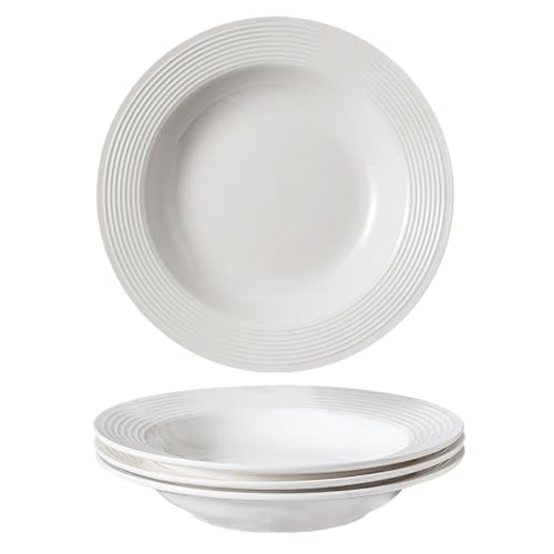 

Hive Mind 22cm Deep Plates, Set of 4, Suitable for Curry, Pasta, and Stew, Stylish Nordic Dinnerware, Ceramic, Dishwasher Safe, Practical, Perfect for