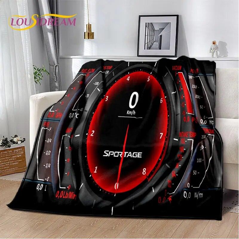 3D-Rennwagen-Armaturenbrett, weiche Plüsch-Steppdecke, Flanelldecke, Überwurfdecke für Wohnzimmer, Schlafzimmer, Bett, Sofa, Picknick-Abdeckung