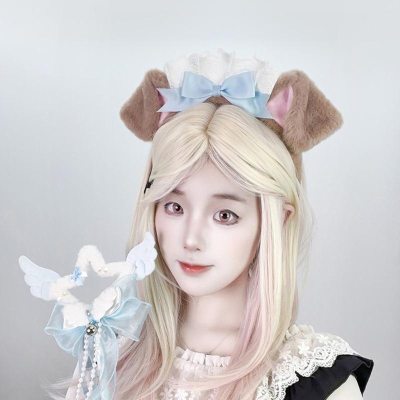 Soft Plush Dog Ear Hairband For Women Girls Cosplay Anime Hair Hoop Party Costume Sweet Style Accessory
