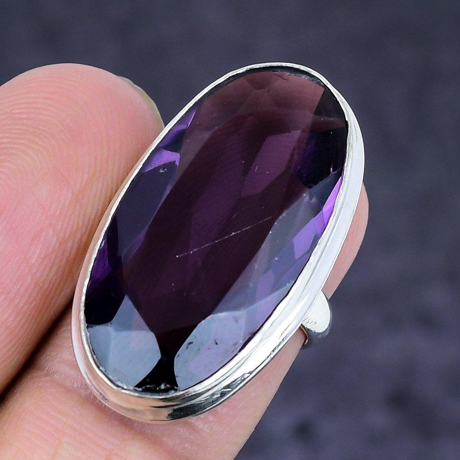 Natural Amethyst Gemstone Handmade 925 Sterling Silver Jewelry Ring Size 5 R8w08