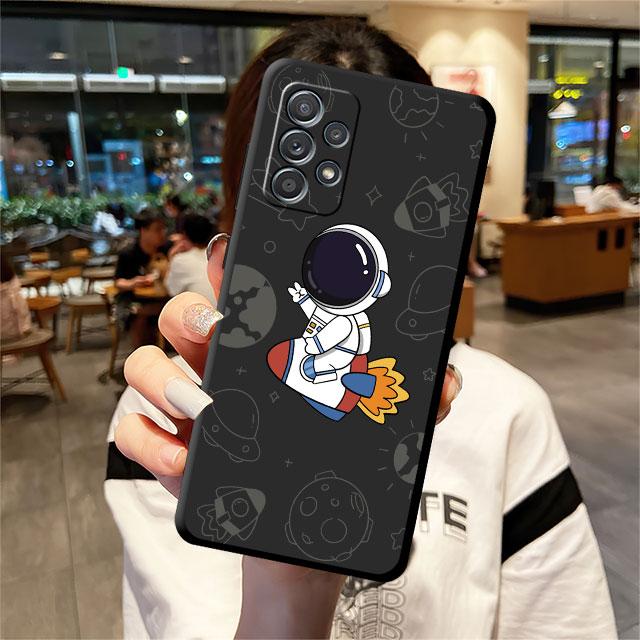 Cartoon Space Astronaut Phone Case for Samsung Galaxy A72 A52 5G A21s A12 A13 A11 A22 A32 A51 4G A71 A31 A23 Soft Silicone