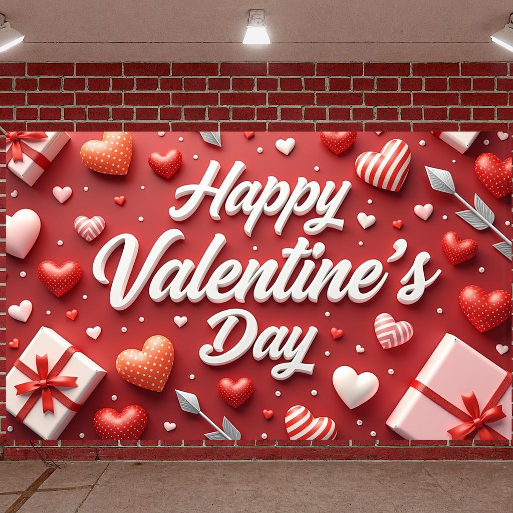 Romantic Backdrop Love-themed Valentine's Day Banner Valentine's Event Banner Polka Dot Design Love Celebration Background