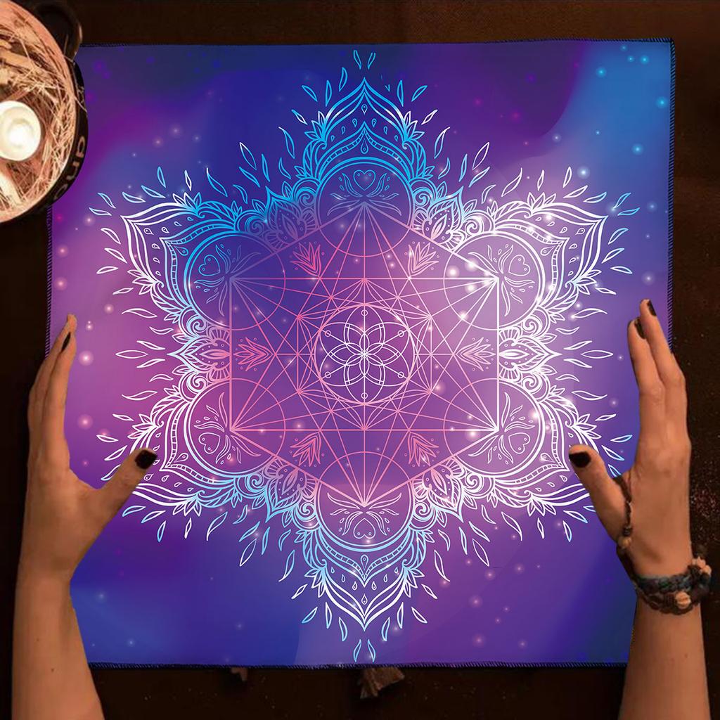 Geometrisches Altar Tuch Tarot Karten Tischdecke Mit Blume des Lebens Design Tarot Karten Lesematte Für Metatron Würfel Hexenhaftes Geschenk
