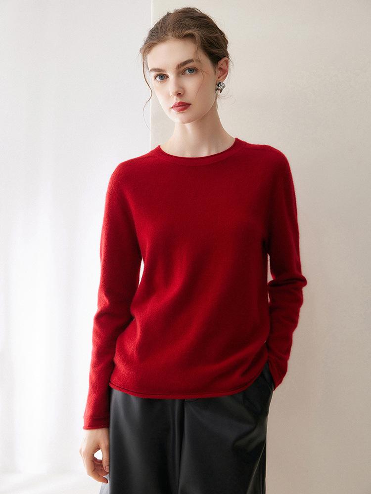 Women's Pure Cashmere Round Neck Sweater - Autumn/Winter 2026 Versatile Pullover