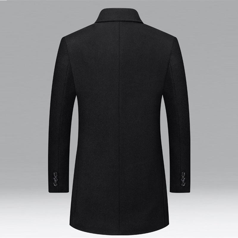 Autumn Winter Men Lapel Business Casual Trench Coats Long Jackets Overcoats Male Trench Coats Man Woolen Blends Coats