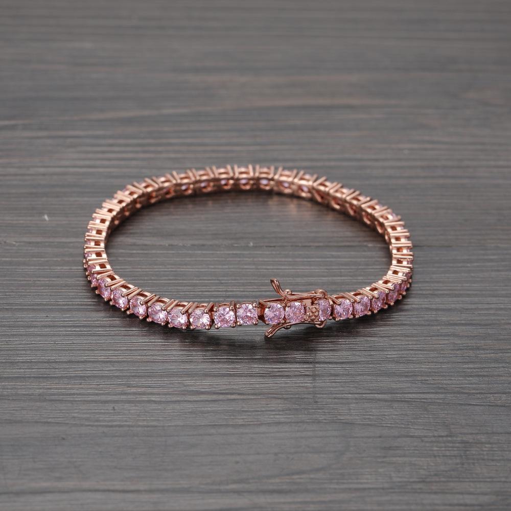 Rosa Zirkon Tennisarmband 3mm 4mm 5mm Kupfer CZ Einzelreihe Hochglanz Fabrik Großhandel für Käufer von Geschenkläden für Frauen