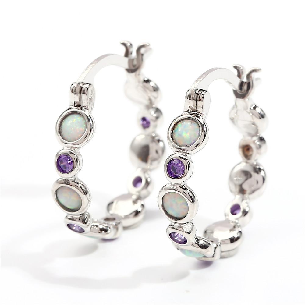 Europäischer und Amerikanischer Beliebter Runder Farbiger Zirkon Voll Diamantring Ohrstecker für Frauen Retro und Vielseitig