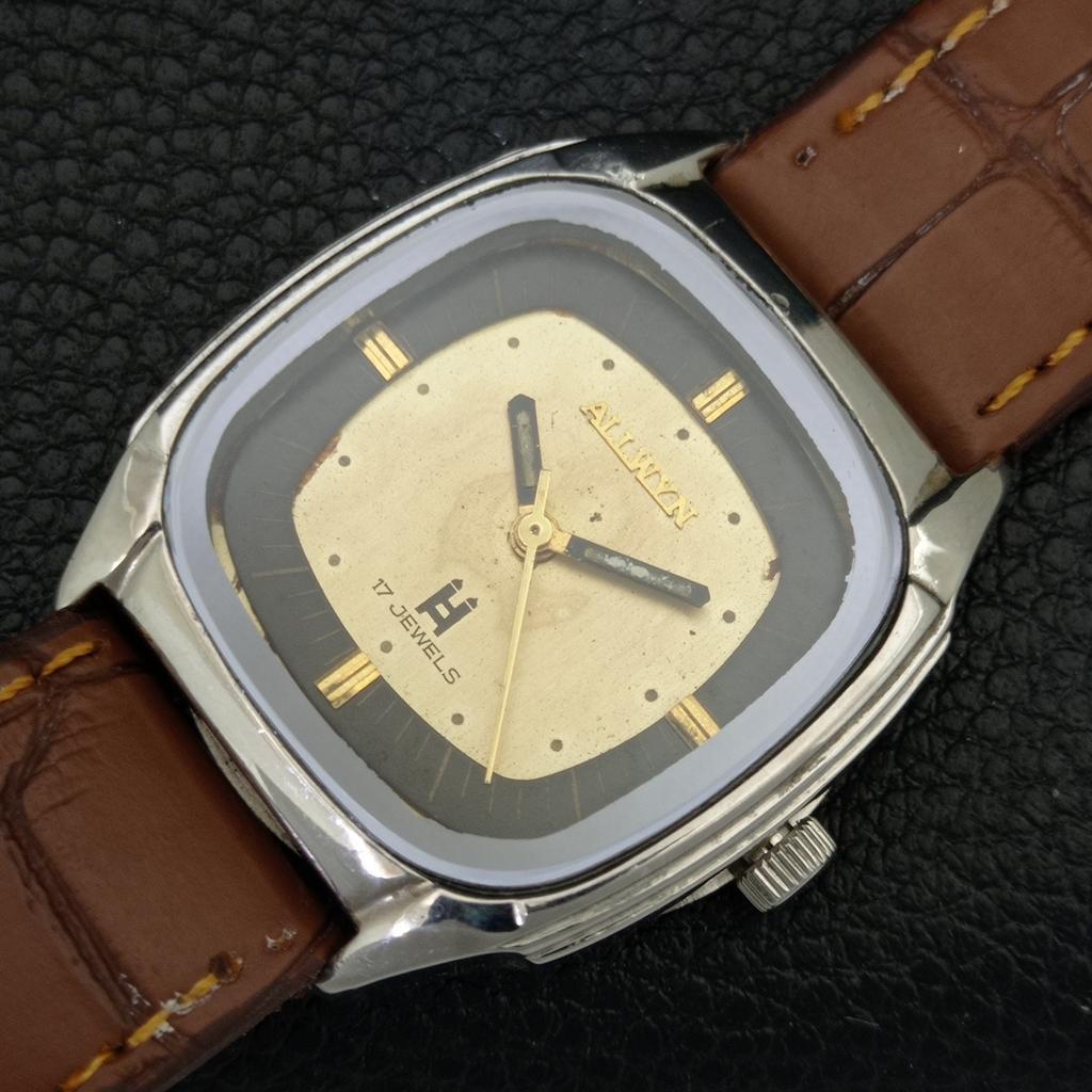 VINTAGE ALLWYN HANDAUFZUG 6300A INDIEN HERREN ORIGINAL ZIFFERBLATT UHR a704017-1